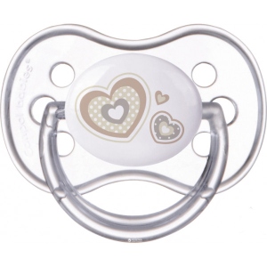 Симетрична пустушка Canpol babies Newborn baby Силіконова 0-6 міс., Бежеві серця, 1 шт. (22/580_bei)
