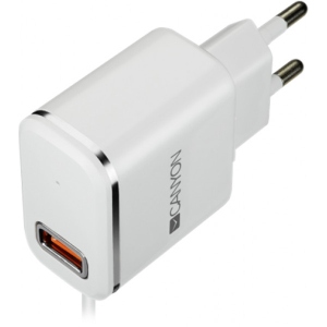 Мережевий зарядний пристрій CANYON Universal 1xUSB plus Lightning with Smart IC White (silver electroplated stripe) (CNE-CHA043WS) в каталозі
