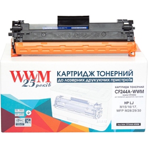 Уцінка - Картридж для лазерних принтерів/БФП WWM HP LJ M15/16/17, MFP M28/29/30/CF244A Black (CF244A-WWM) #