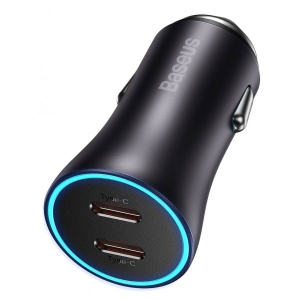 Автомобільний зарядний пристрій Baseus Golden Contactor Pro Dual Fast Charger Car Charger C+C 40W Dark Gray (CGJP000013)