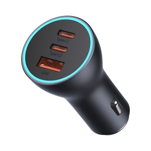 Автомобільний зарядний пристрій Baseus Golden Contactor Pro Triple Fast Charger Car Charger 65W U+C+C Dark Gray (CGJP010013)