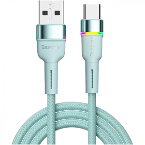 Кабель синхронізації даних Essager Colorful LED USB Cable Fast Charging 3A USB-A to Type C 2m Blue (EXCT-XCDA03)