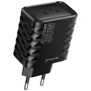 Мережевий зарядний пристрій Proove Speed Surge Gan 35W (Type-C + Type-C) Black