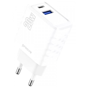 Мережевий зарядний пристрій Proove Speed Surge 20W USB + Type-C White (577420003) купити