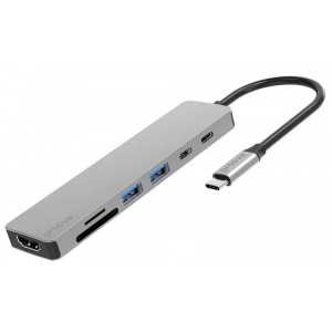 Хаб USB Proove Iron Link 7 in 1 (2*Type-C + 2*USB3.0 + HDMI + SD/TF) Silver (577300012)
