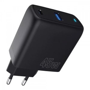 Мережевий зарядний пристрій Proove Silicone Power 45W (Type-C + USB) Black