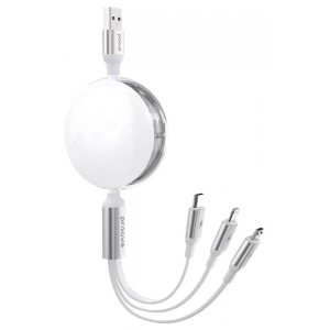 Кабель синхронізації даних Proove Triple Sync 3 in1 Type-C + Micro USB + Lightning 1.2m White (557710003)