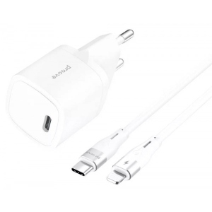 Мережевий зарядний пристрій Proove Silicone Power 20W (Type-C) + Кабель Type-C to Lightning White (580890003)