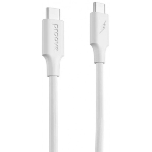Кабель синхронізації даних Proove Striped Silicone Type-C to Type-C 60W 1m White (577230003)