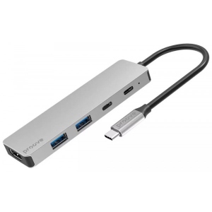 Хаб USB Proove Iron Link 5 in 1 (2*Type-C + 2*USB3.0 + HDMI) Silver (577310012)