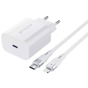 Мережевий зарядний пристрій Proove Rapid 20W Type-C + Кабель Type-C to Lightning White (546770003)