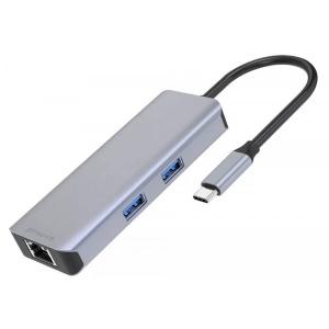 Хаб USB Proove Iron Link 6 in 1 (2*USB3.0 + SD/TF + RJ45 + HDMI) Silver (546910012) Київ