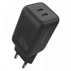 Мережевий зарядний пристрій Proove Silicone Power 40W (Type-C + Type-C) Black
