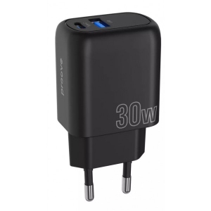 Мережевий зарядний пристрій Proove Silicone Power Plus 30W (Type-C + USB) Black