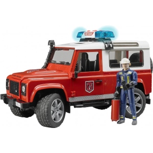 Наземна спецтехніка BRUDER Пожежний джип Land Rover Defender з фігуркою пожежного, М1: 16 (02596) в каталозі