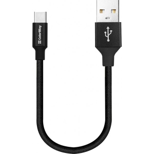 Кабель синхронізації даних Colorway USB - Type-C 2.4А 25 см Black (CW-CBUC048-BK)