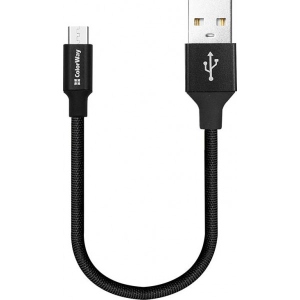 Кабель синхронізації даних Colorway USB - MicroUSB 2.4А 25 см Black (CW-CBUM048-BK)