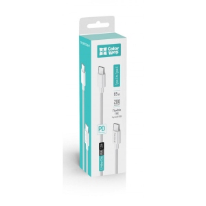Кабель синхронізації даних Colorway USB-C-USB-C PD Fast Charging 65W 3.0А 2m White (CW-CBPDCC056-WT)
