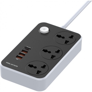 Мережевий фільтр Colorway 3 розетки, 4 USB (Type-C PD20W + 3USB QC3.0) 2 м Black (CW-CHU34PDB)