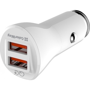 Автомобільний зарядний пристрій Colorway Quick Charge 3.0 2USB 36 White (CW-CHA011Q-WT)