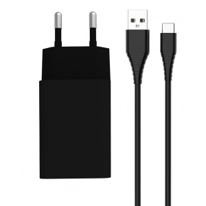Мережевий зарядний пристрій Colorway 1USB Quick Charge 3.0 18W Black+ cable Type C (CW-CHS013QCC-BK)