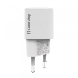 Мережевий зарядний пристрій Colorway GaN PD Port USB PPS (Type-C PD + USB QC3.0) (33W) White (CW-CHS043PD-WT)