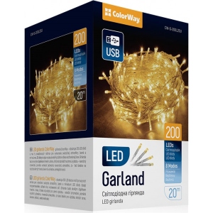 Гірлянда лінійна Colorway LED 200 20м (8 функцій) теплий USB (CW-G-200L20U)