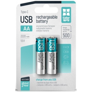 Акумулятор тип AA Colorway USB-С 2200 мАЧ 1.5В 2 шт. (CW-UBAA-10)