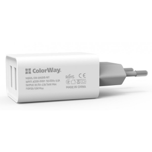 Мережевий зарядний пристрій Colorway AutoID 2USBx2.1A White (CW-CHS015-WT)