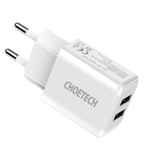 Мережевий зарядний пристрій Choetech 2 USB 5V/2A (C0030EU-WH)