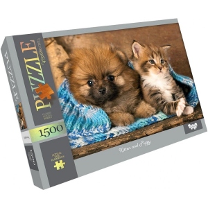 Пазли картонні (8 +) Danko-Toys "Kitten and Puppy" 1500 ел. (С1500-04-01)