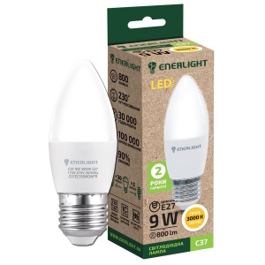 Лампочка світлодіодна Enerlight С37 9Вт 3000K E27 порівняти ціни