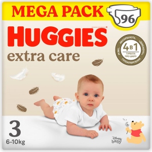Одноразові підгузки Huggies Extra Care Size Розмір 3 (6-10 кг), 96 шт. (5029053577944)