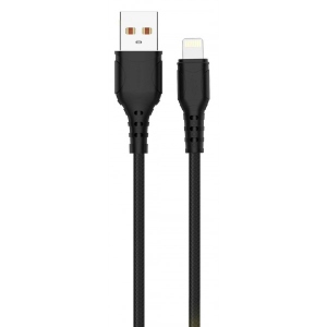 Кабель синхронізації даних Denmen D06L Silicone Lightning 2.4A 1m Black (DM-D06L-BK)