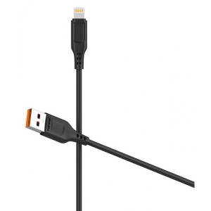 Кабель синхронізації даних Denmen D01L Silicone Lightning 2.4A 1m Black (DM-D01L-BK)