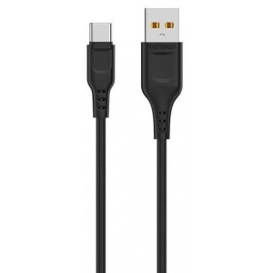 Кабель синхронізації даних Denmen D01T Silicone USB Type-C 2.4A 1m Black (DM-D01T-BK)