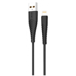 Кабель синхронізації даних Denmen D19L Silicone Lightning 2.4A 1m Black (DM-D19L-BK)