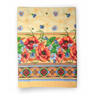Скатертина прямокутна Home Line Рогожка маки та ромашки 150х180 (129267)