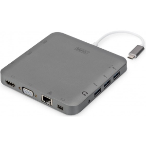 Док-станція Digitus USB-C HDMI/VGA/miniDisplayPort/3xUSB-A/USB-C/SD/MicroSD (DA-70876)