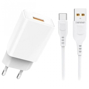 Мережевий зарядний пристрій Denmen Type-C 1USB 2.4A White (DC01T-WH)