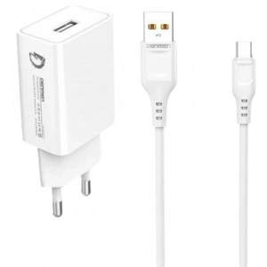 Мережевий зарядний пристрій Denmen Micro USB 1USB 2.4A White (DC01V-WH)