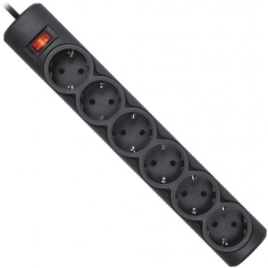 Мережевий фільтр Defender DFS 151 6 розеток, 1.8 м Black (99494)