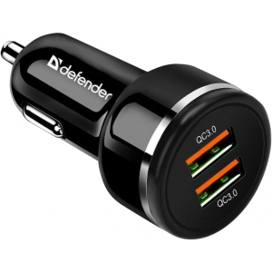асортимент Автомобільний зарядний пристрій Defender UCA-80 Black 2xUSB QC3.0 36W (83832)
