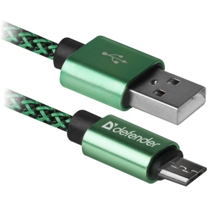 Кабель Defender USB08-03T USB(AM)-MicroBM 1m Green (87804)