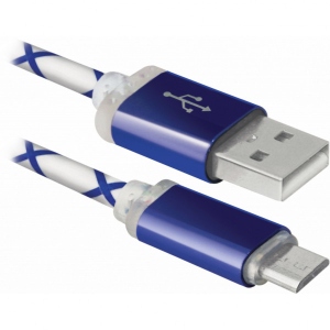 Кабель Defender USB08-03LT USB - Micro USB Blue LED Backlight 1m (87555)