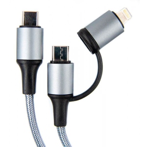 Кабель DENGOS USB-C-USB Type-C/Lightning 1 м Grey (NTK-TC-TCL-GREY)