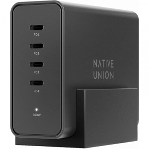 Бездротовий зарядний пристрій Native Union Fast GaN Charger PD 140W Desktop USB-C 4-Port Black (FAST-PD140-BLK-EU)