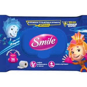 Вологий туалетний папір дитячий Smile Фиксики с клапаном, 20 шт. (42100150)