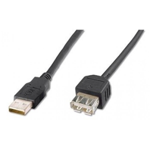 Кабель USB type A - USB type A Digitus USB 2.0 (AM/AF) 1.8m Black