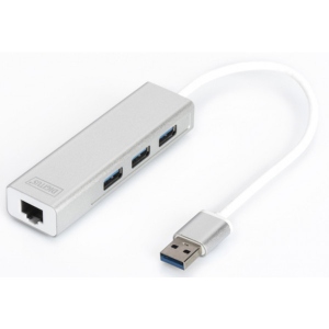 Хаб USB Digitus Gigabit Ethernet USB 3.0 White (DA-70250-1)